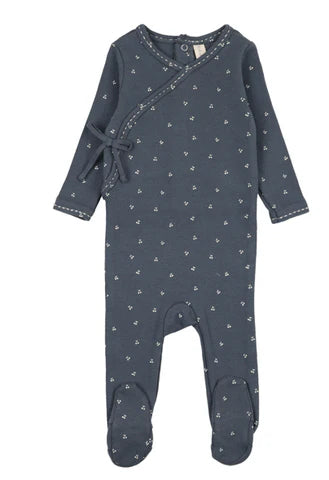 Lilette Cherry Scallop Footie in Off Navy