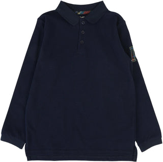 Analogie Plaid Detail Polo in Navy