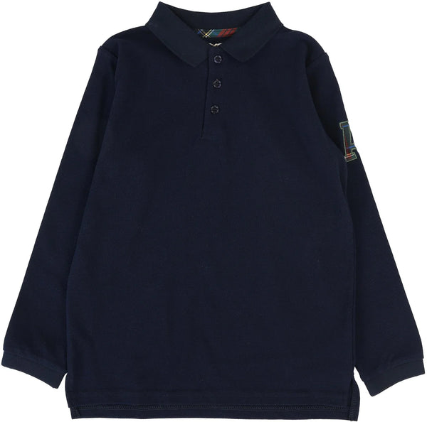 Analogie Plaid Detail Polo in Navy
