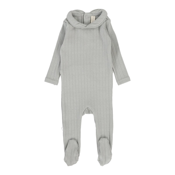 Lilette Fine Pointelle Collar Footie in Light Blue Peter Pan