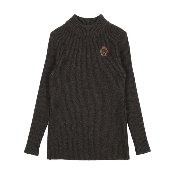 Analogie Grey Crest Knit Mockneck