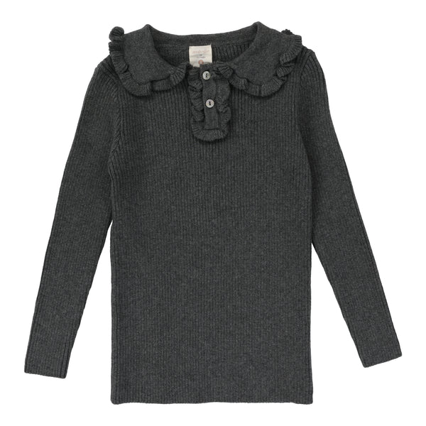 Analogie Girls Dark Heather Grey Knit Polo