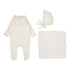 Lilette Pointelle Graphic Layette Set in Cream/Blue Crown