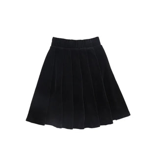 Little Parni Black Velour Pleated Skirt