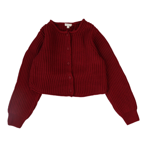 Lil Legs Knit Cardigan in Deep Red