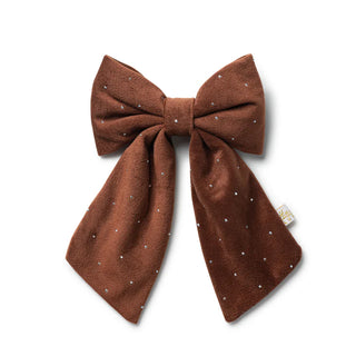 Halo Luxe Vivienne Studded Velveteen Medium Clip in Chocolate