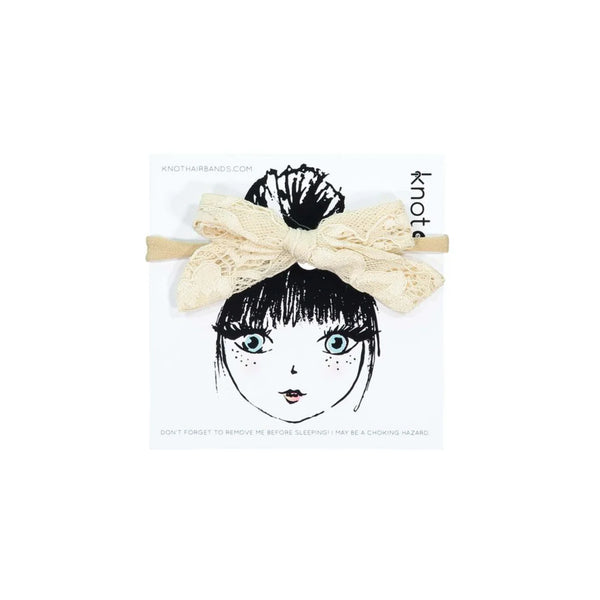 Knot Lace Mini Bow Band in Cream
