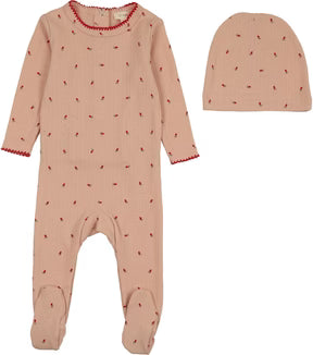 Lil Legs Dainty Print Footie in Rose