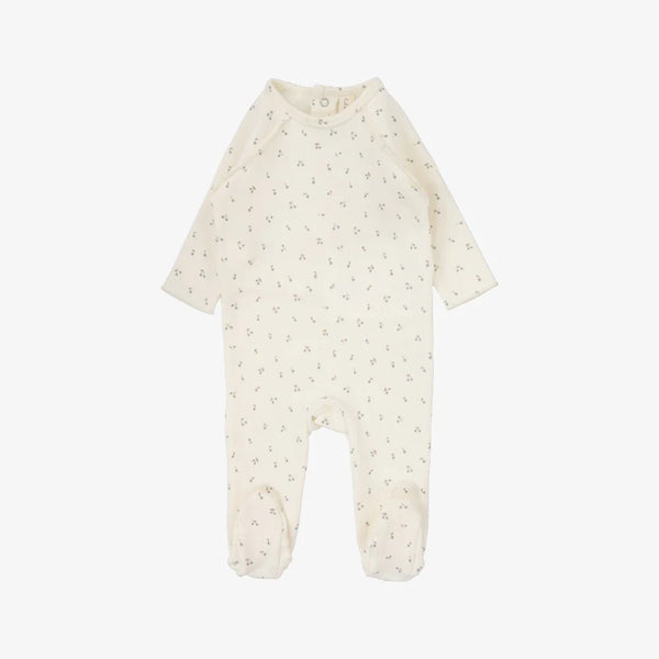 Lilette Cherry Print Footie in Pale Blue
