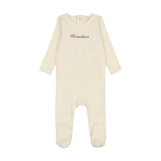 Lilette Cotton Word Footie In Milk/Pink