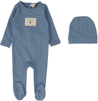 Lil Legs Contrast Footie with Beanie in Blue