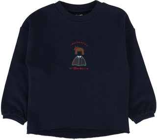Analogie Plaid Details Girls Sweatshirt in Navy