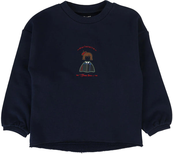 Analogie Plaid Details Girls Sweatshirt in Navy