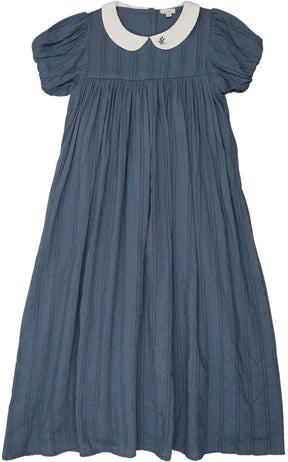 Lil Legs OffBlue SS Embroidered Collar Maxi
