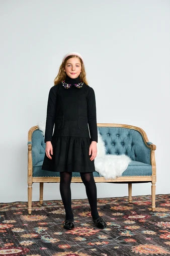 Porter Black Wool Jumper with Neon Beaded Collar