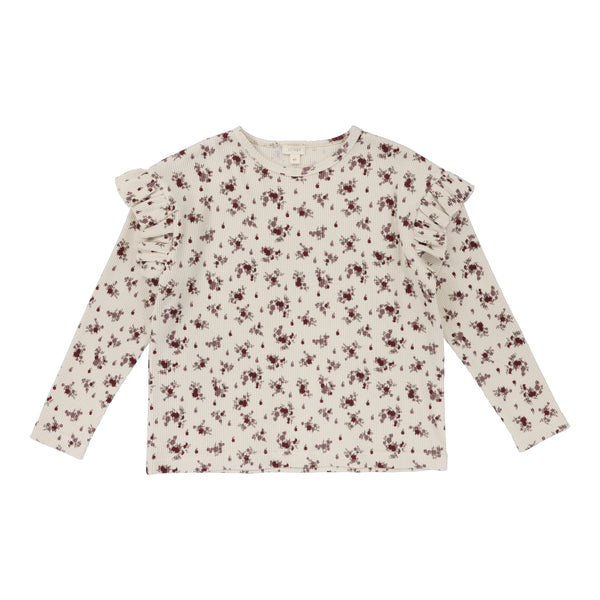 Lil Legs Cluster Floral Ruffle Shoulder Tee