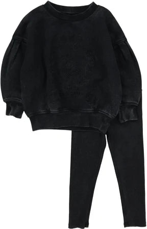 Analogie Emblem Sweatshirt Set in Black Wash