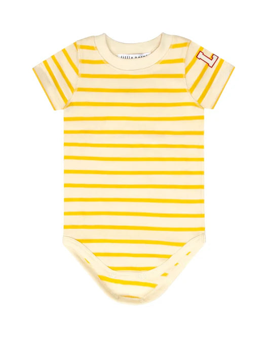 Little Parni Yellow Wide Stripe Onesie