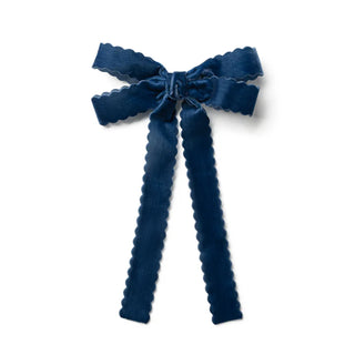 Halo Luxe Opaline Scalloped Velvet Long Tail Clip Navy