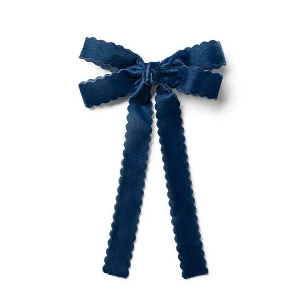 Halo Luxe Opaline Scalloped Velvet Long Tail Clip Navy