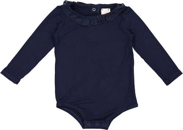 Lil Legs Navy Ruffle Onesie