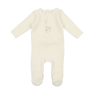 Lilette White Velour Bunny w/ Balloon Footie