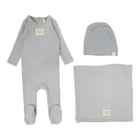 Lilette Pointelle Emblem Layette Set in Light Blue