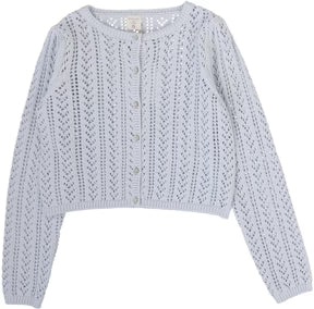 Analogie Girls Pointelle Cardigan in Clear Blue
