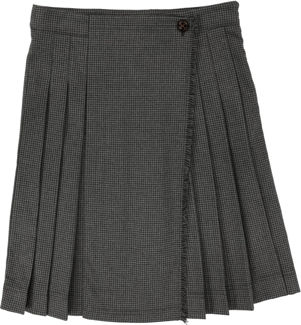 Analogie Grey Houndstooth Kilt Skirt