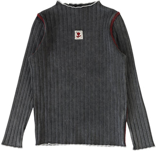 Lil Legs Contrast Funnel Neck in Black Wash