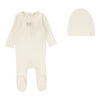 Lilette Pointelle Emblem Footie Set in Cream