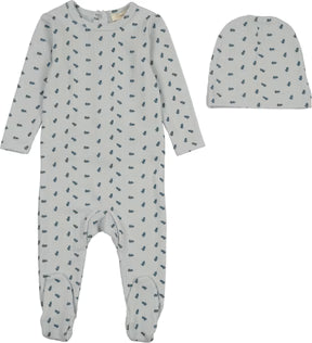 Lil Legs Dainty Print Footie in Blue Branch