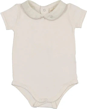 Lil Legs Peter Pan Onesie with Piping  in Cream