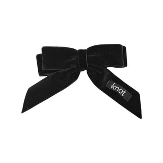 Knot Velvet Ribbon Bow Clip in Black