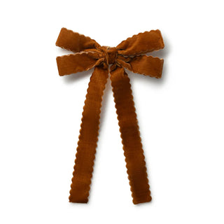 Halo Luxe Opaline Scalloped Velvet Long Tail Clip Caramel