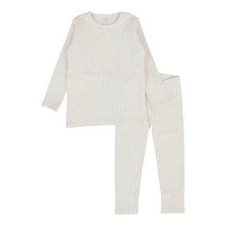 Lilette Dotted Lounge Set in Cream/Blue