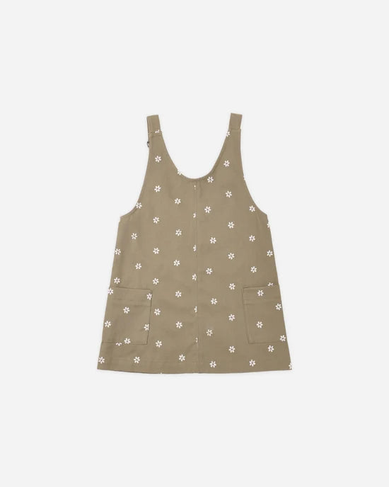 Rylee & Cru V-Neck Overall Dress Embroidered Daisies