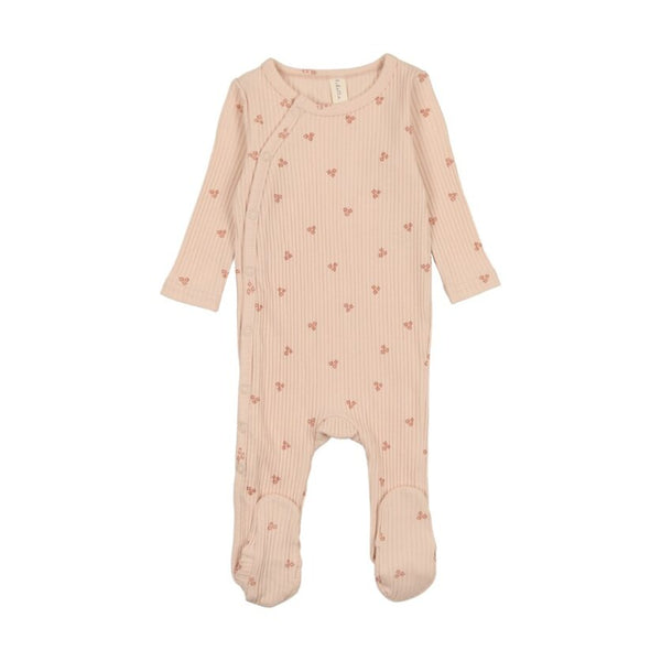 Lilette Peach Side Snap Flower Footie