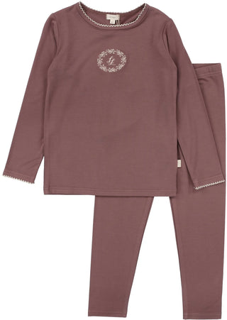 Lil Legs Emblem Lounge Set in Dusty Plum