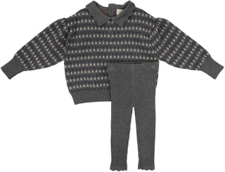 Analogie Floral Knit Set in Mid Grey Multi