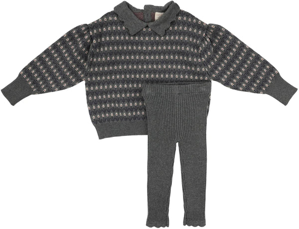 Analogie Floral Knit Set in Mid Grey Multi