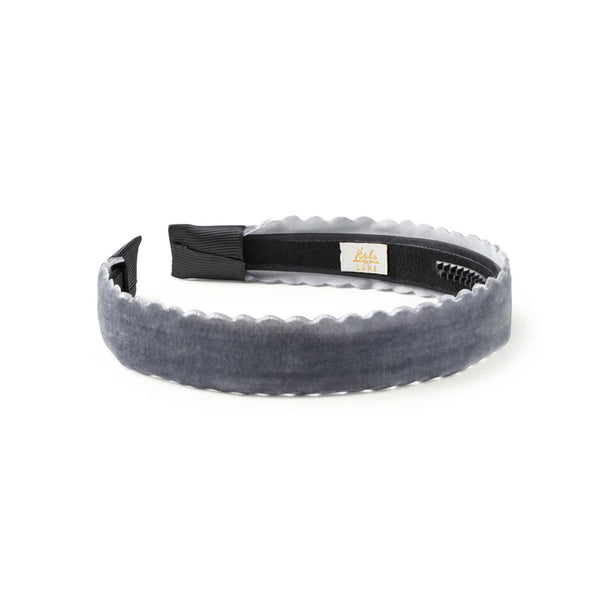 Halo Luxe Opaline Scalloped Velvet Headband in Charcoal
