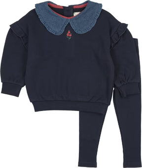 Analogie Sweet Campaign Ruffle Sweatshirt Outfit Navy