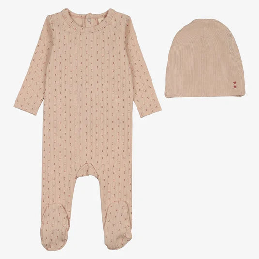 Lilette Gem Stripe Footie in Dusty Pink