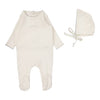 Lilette Pointelle Footie Set in Cream/Blue Crown