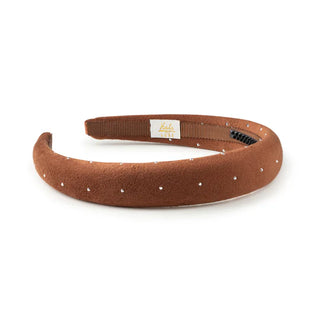Halo Luxe Vivienne Studded Velveteen Headband in Chocolate