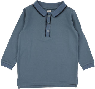 Lil Legs Contrast Trim Polo in Off Blue
