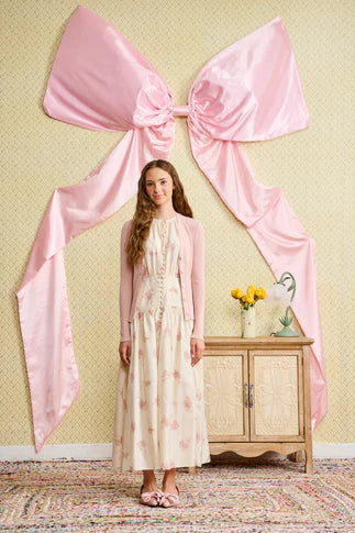 Laurent Floral Printed Cream Dress