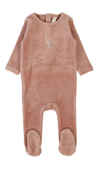 Lilette Velour Forest Graphic Footie in Deep Pink