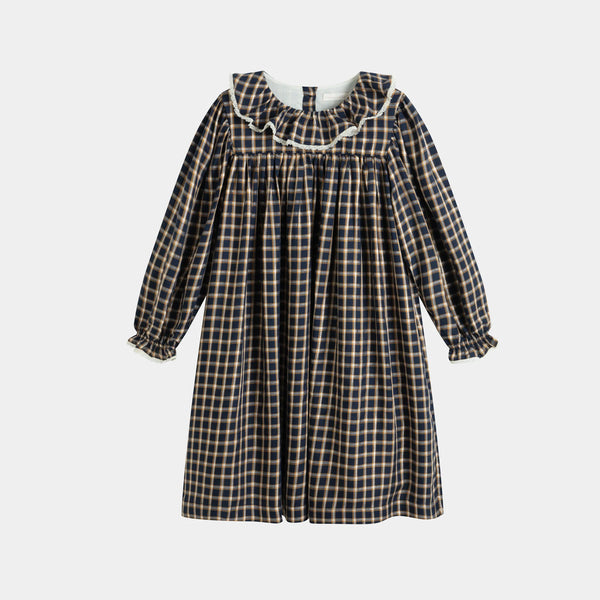 C'era Una Volta Sophie Dress in Blue Check Lurex